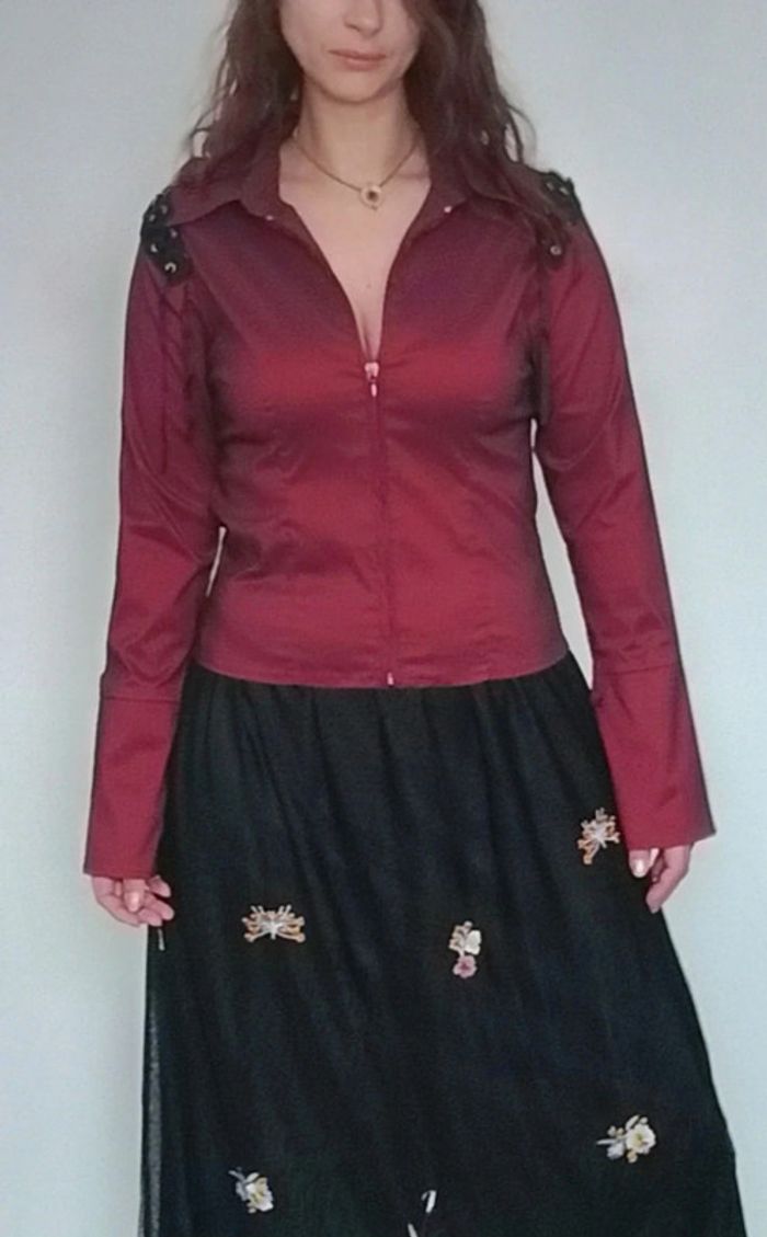 Chemise stretch irisée bordeaux taille 40 - photo numéro 10