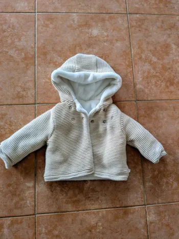 Manteau Obaibi beige et blanc, 1 mois