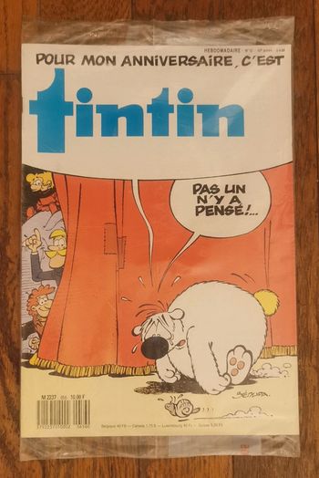 Ancien magazine tintin sous blister n°15 1987 anniversaire cubitus vintage
