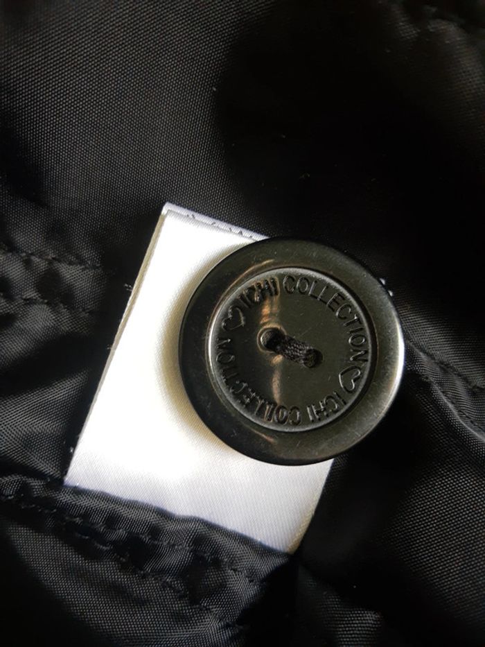 Manteau d’hiver laine carreaux noir et blanc gros col - photo numéro 9