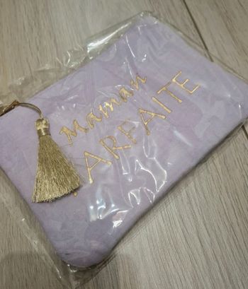 Pochette trousse en gaze de coton violet parme cadeau maman