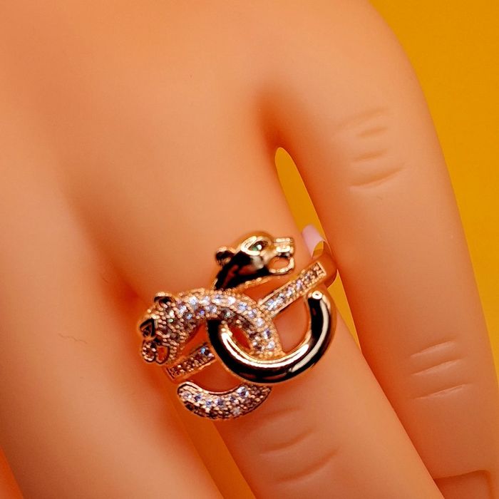 Bague cc panthère  En acier inoxydable + zircons  taille Française 54.4 = 17.3 mm