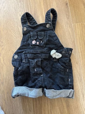 Salopette short jean lapin
