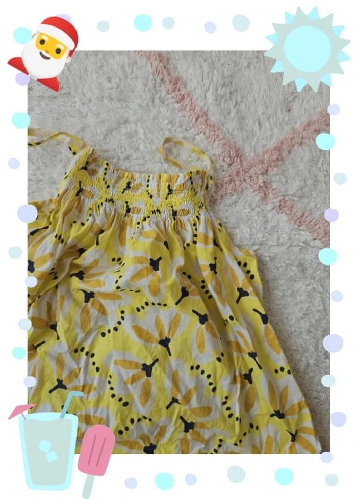 robe fille 4 ans blanche bretelle débardeur jaune dpam - photo numéro 4