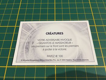 Carte créatures Votre adversaire invoque Gigantos le massacreur Monopoly Duel Masters Hasbro #A64