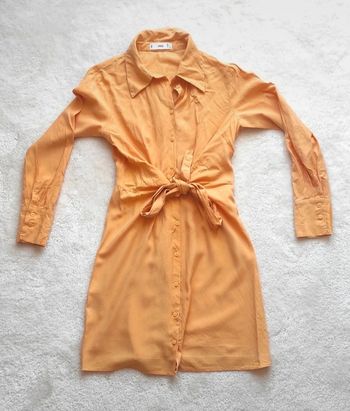 Petite robe chemise Mango jaune XS nœud à la taille