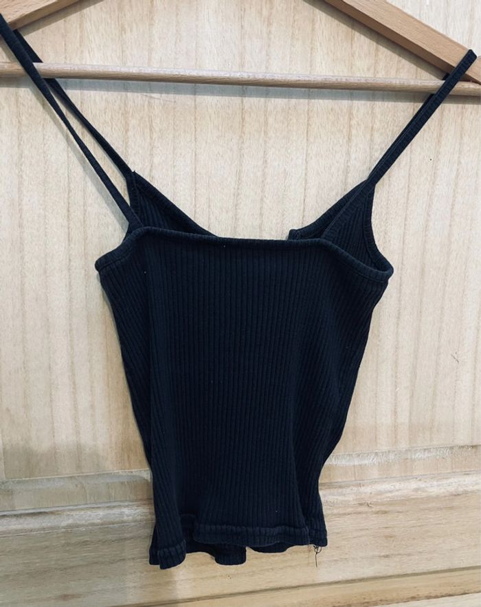 Débardeur noir côtelé à lacets – style crop top - XS - photo numéro 5
