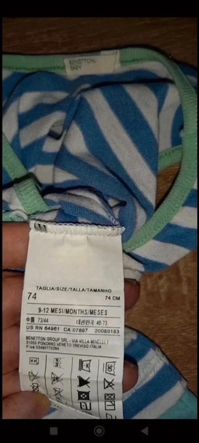 Combinaison Short Benetton Baby - Taille 74 (9-12 mois) - photo numéro 6