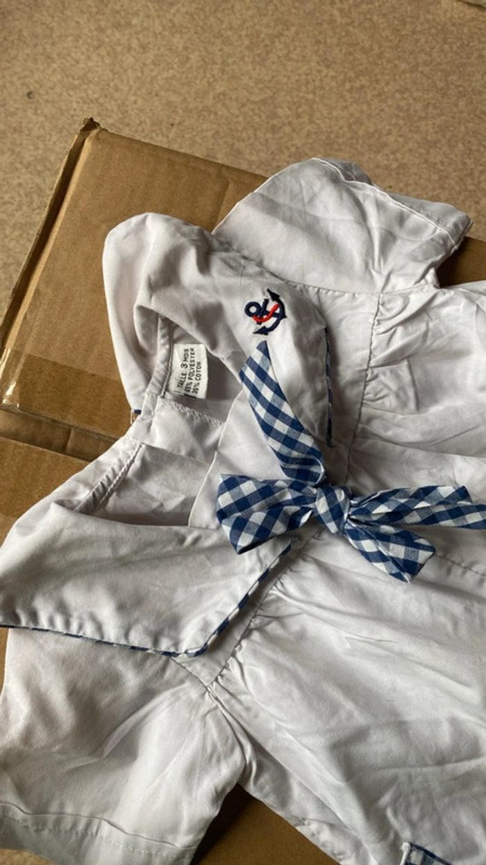 Combinaison bleu et blanc été marin - 3 mois - photo numéro 3