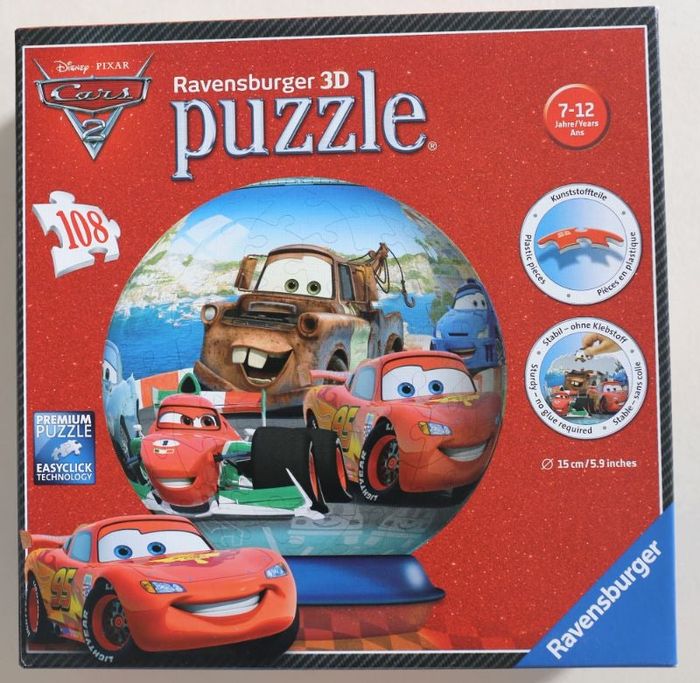 Puzzle 3D "Cars 2" Ravensburger 108 pièces complet en très bon état