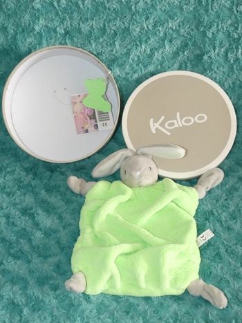 Doudou plat lapin kaloo plume vert fluo 🐰Neuf