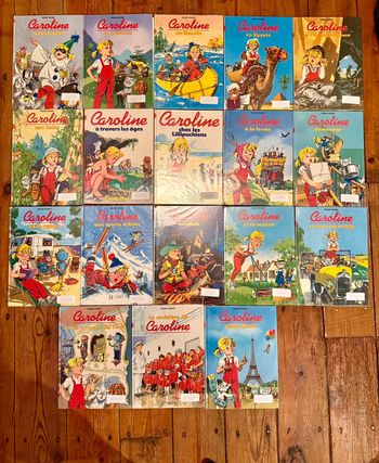 Blancs vintage années 90 anciens - Lot de 18 livres Caroline bd album Hachette