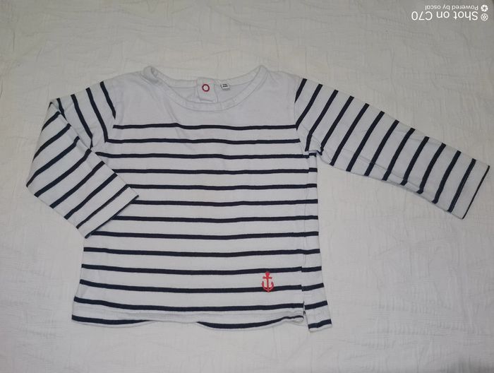 T shirt haut manches longues marinière