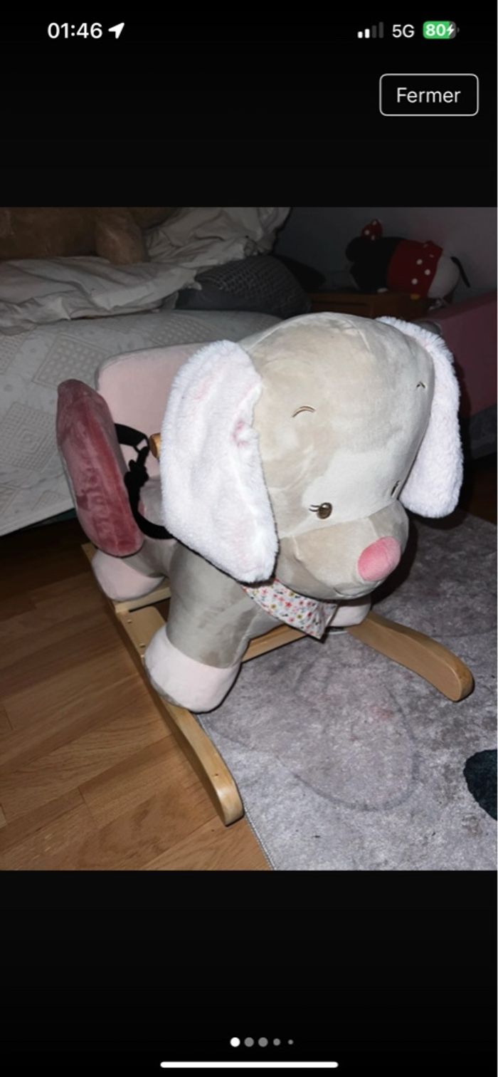 Chien à bascule nattou rose casi neuf - photo numéro 8