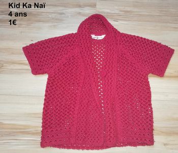 Gilet en laine / boléro rouge 4 ans kid kanaï #Fille4ans