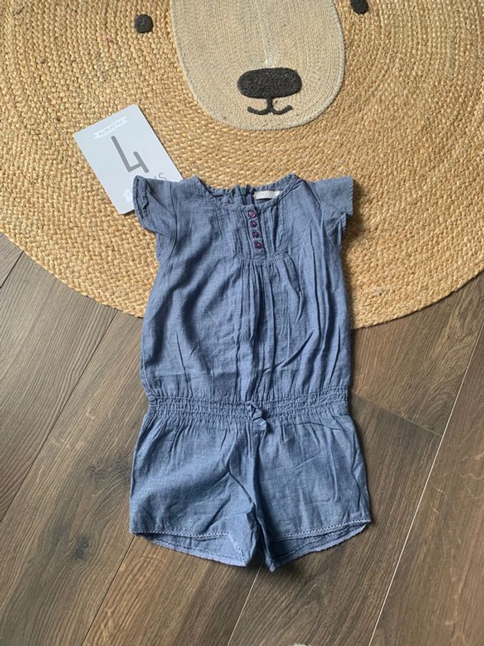 Combishort combinaison bleu denim Tout simplement 4 ans