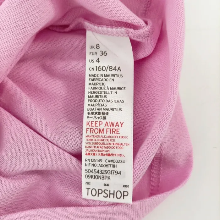T-shirt rose uni Topshop 100 % coton taille 36 coupe droite casual basique A1343 - photo numéro 8