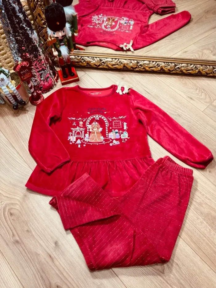 Taille 6 ans pyjama velours Noël fille Sergent Major rouge 🎄