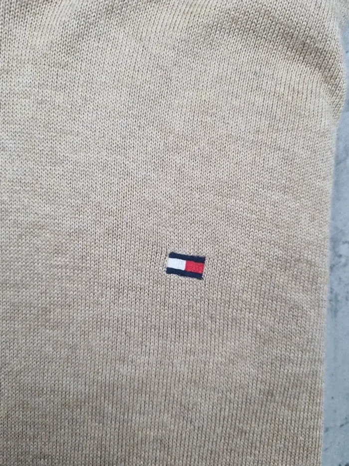 Pull fin mi-saison col châle Tommy Hilfiger Crème – Taille L Homme (mesures en photos) - photo numéro 5