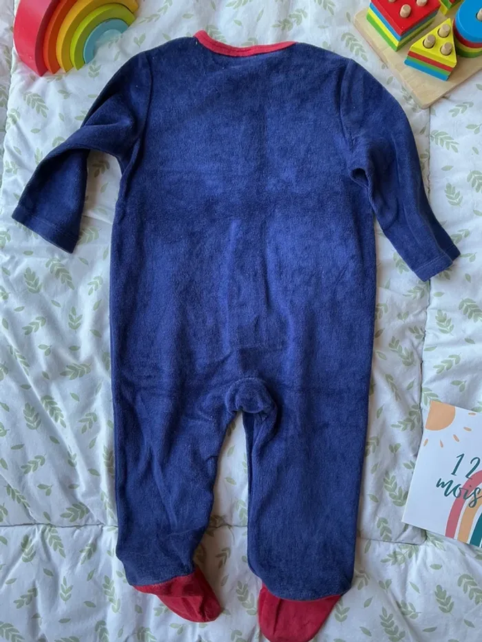 pyjama grenouillère en velours marine disney winnie ouverture devant 12 mois - photo numéro 4