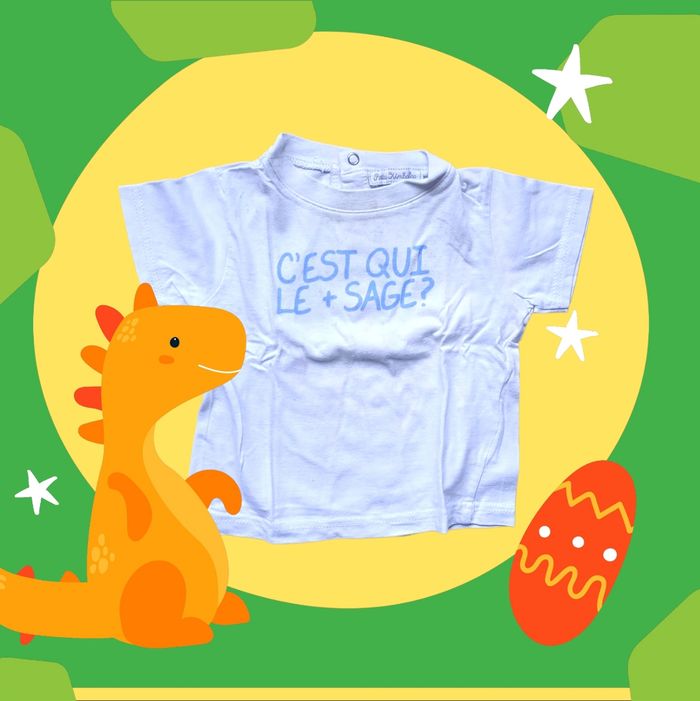 T-shirt à message pour bébé garçon "C'est qui le + sage ?" taille 9 mois
