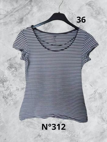 N°312 T-shirt noir/gris T36. H&M.