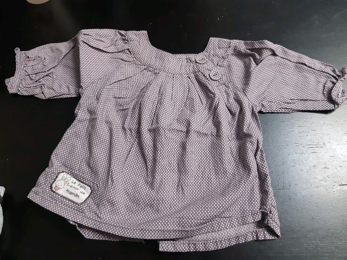 Tunique bébé fille 3 mois kimbaloo neuf trésor maman violet pois