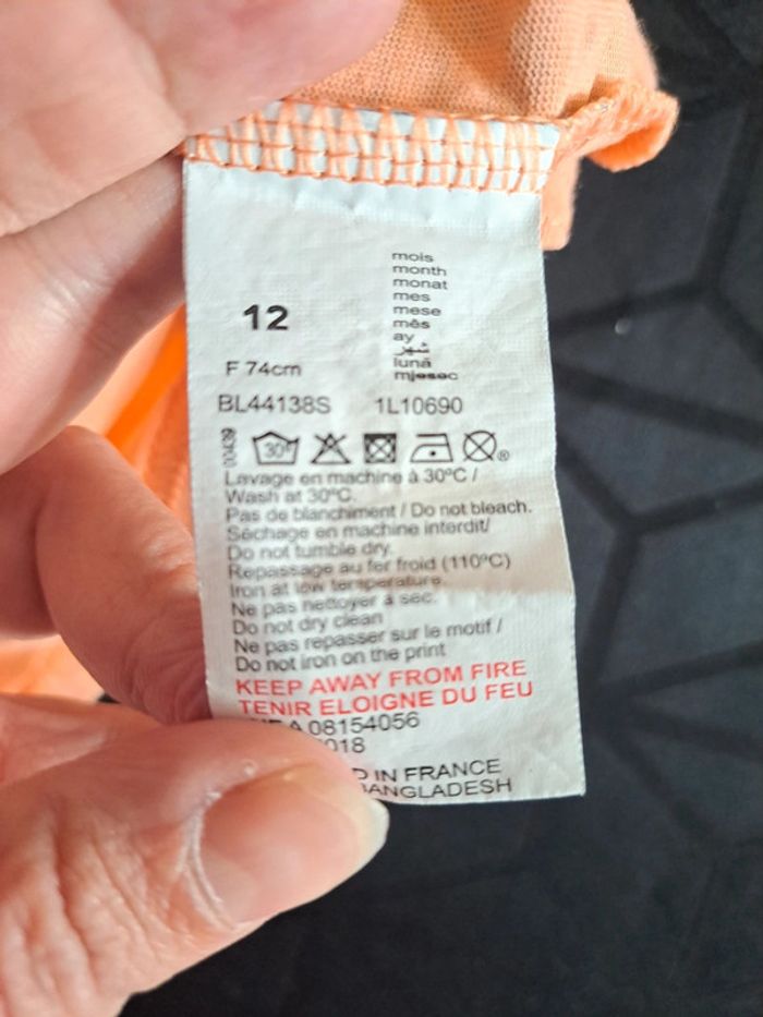 Ensemble short blanc Tee-shirt sans manche débardeurs orange crocodile 12mois grain de blé - photo numéro 11