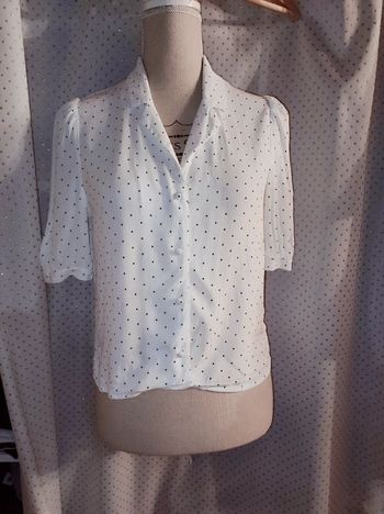 Blouse blanche à pois Pimkie, taille 34, TBE