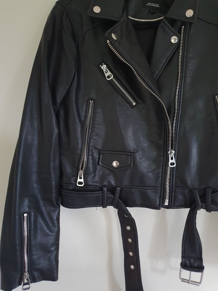 Veste perfecto femme simili cuir noire Zara M - photo numéro 3