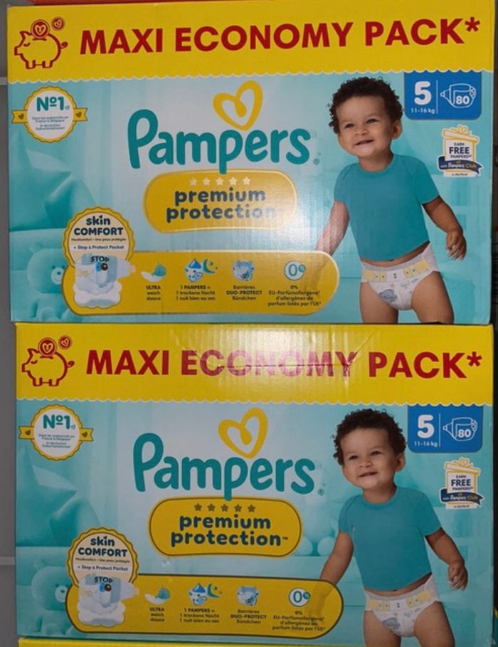 Lot de 2 cartons de couches Pampers taille 5