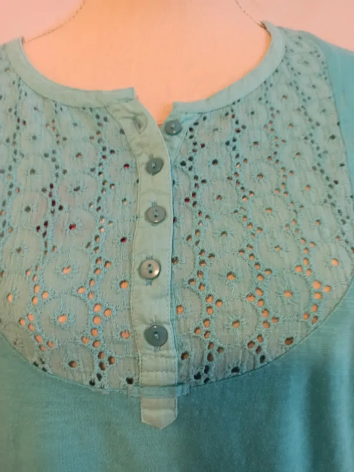 Tee-shirt bleu turquoise T 42 - photo numéro 3