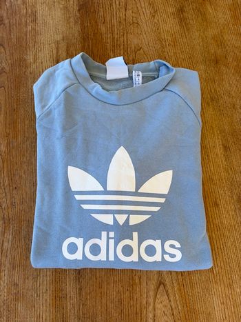 Sweat Adidas Originals bleu ciel logo blanc Trefoil – Taille M