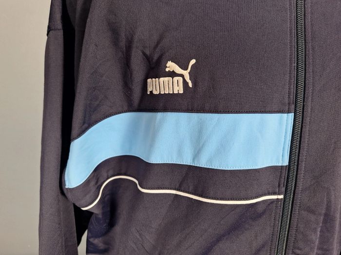 veste légère / Track jacket puma vintage/ homme - taille XL / bleu claire et bleu foncé- brodé (456) - photo numéro 3