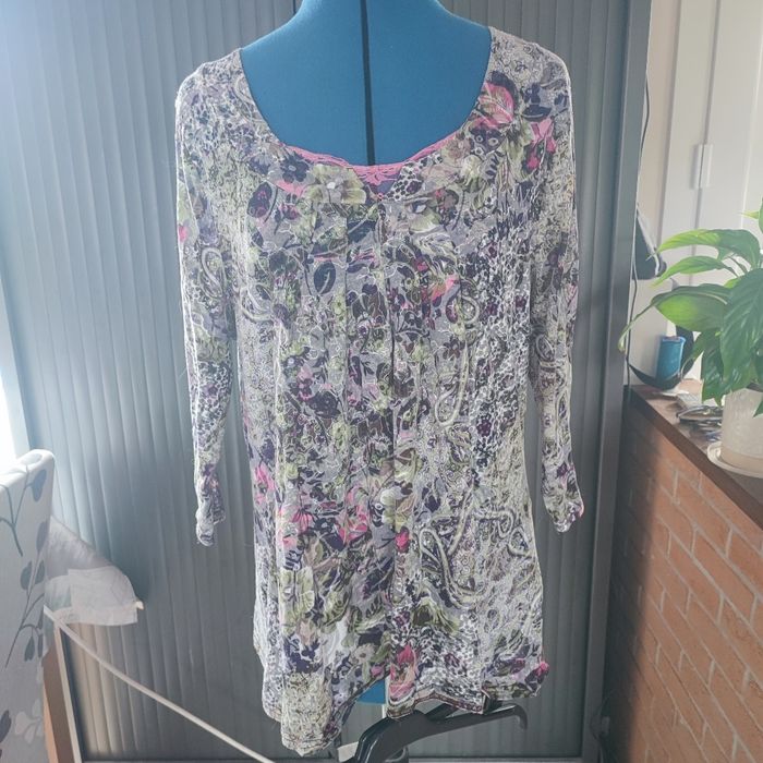 Haut manche 3/4 taille 5 XXXL 46 multicolore theme floral