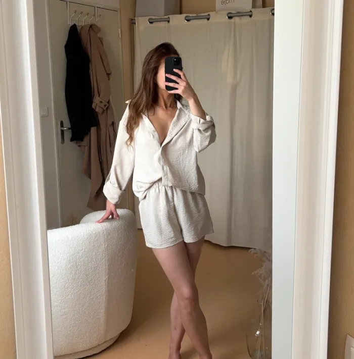Ensemble chemise short beige / Grège