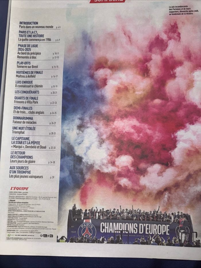 Journal Hors Série L'Equipe 04/06/2025 - Grand d'Europe - Victoire PSG Ligue des champions - photo numéro 2