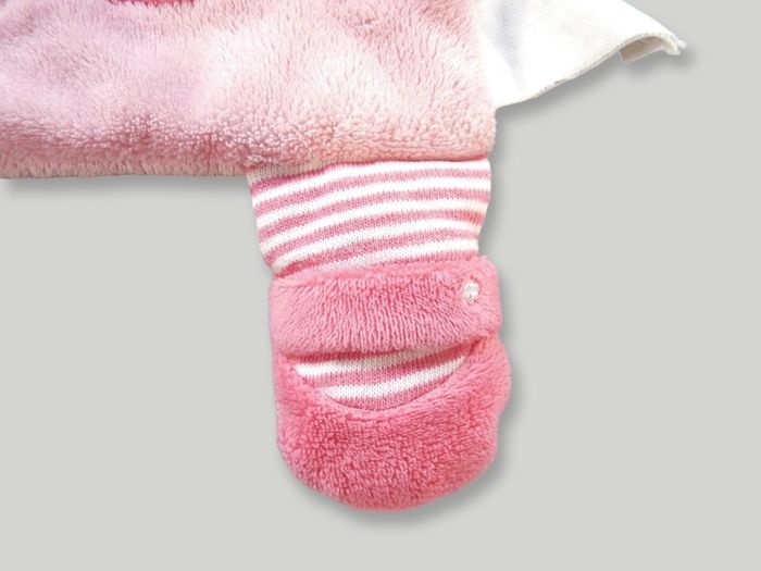 Doudou souris plat velours rose fleurs Nicotoy 26 cm - photo numéro 4