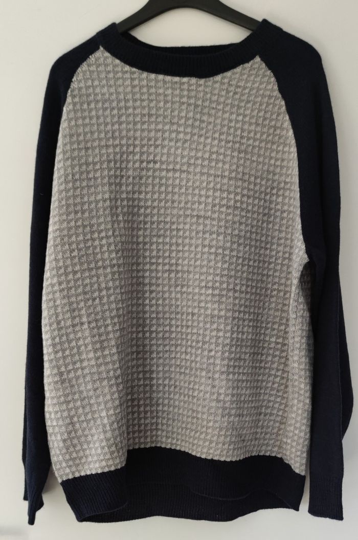 Pull homme U collection taille XXL|2XL pull gris et bleu marine