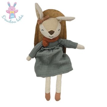 Doudou Biche Faon robe verte tissu MAISONS DU MONDE