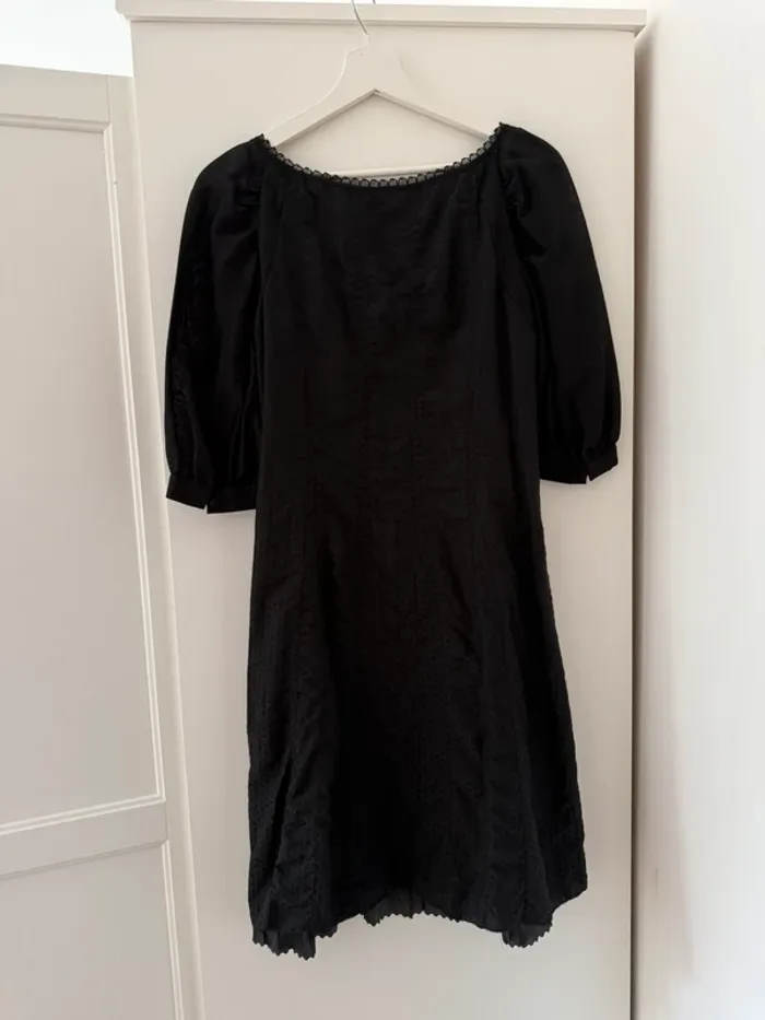 Superbe robe noire fluide en soie et coton Chattawak neuve 38 M - photo numéro 7