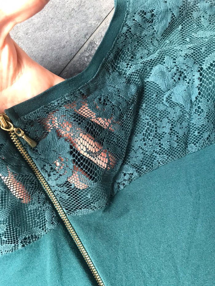 Haut dentelle Bershka Vert sapin taille S - photo numéro 3