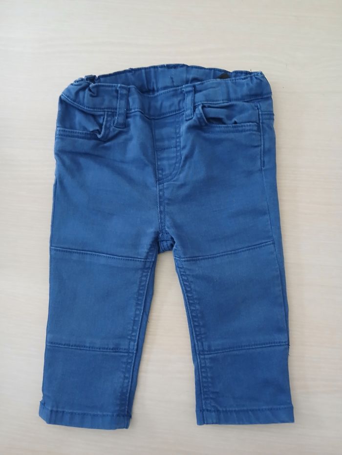 Pantalon bebe en coton taille 6/9 mois  couleur bleu marque HM - photo numéro 5