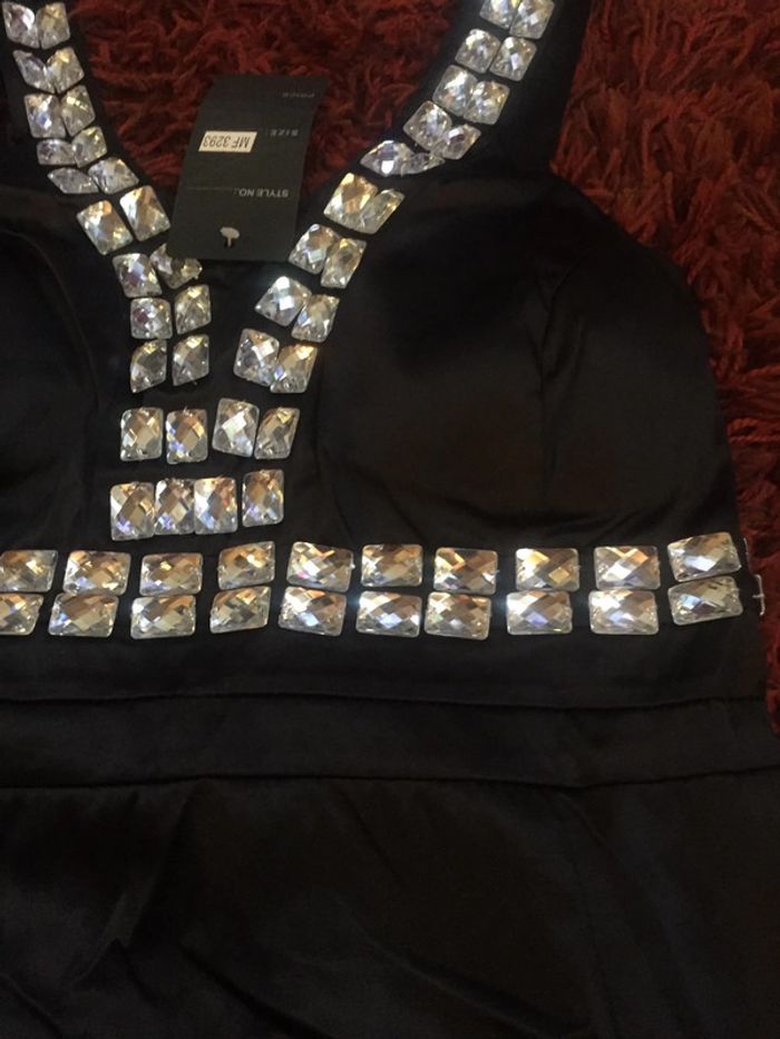 robe dos nu noir ornée de strass - photo numéro 6