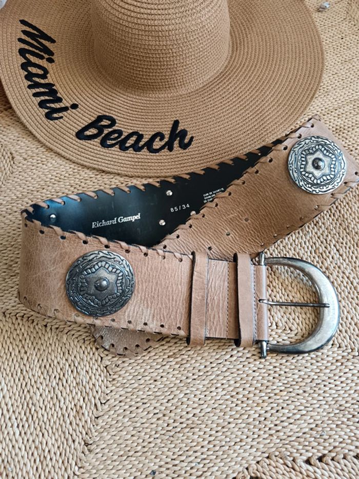 Richard Gampel | ceinture large cuir sable | t. 85