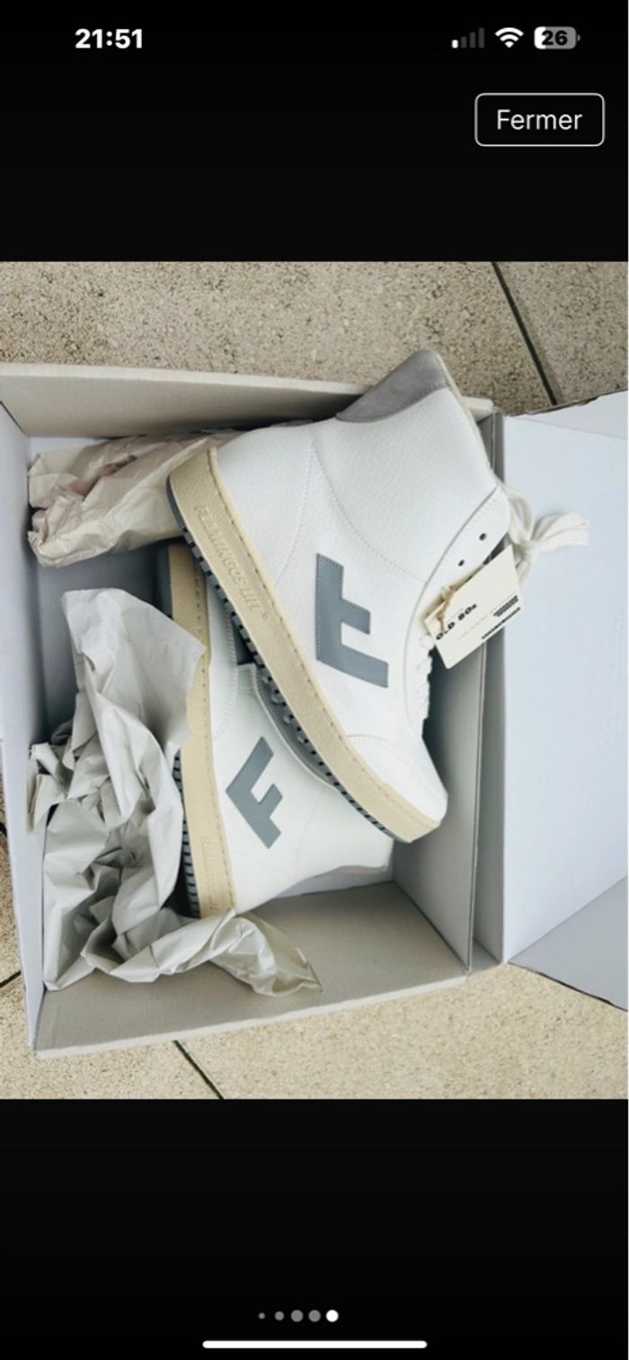 Baskets montantes Flamingos cuir blanches - photo numéro 5