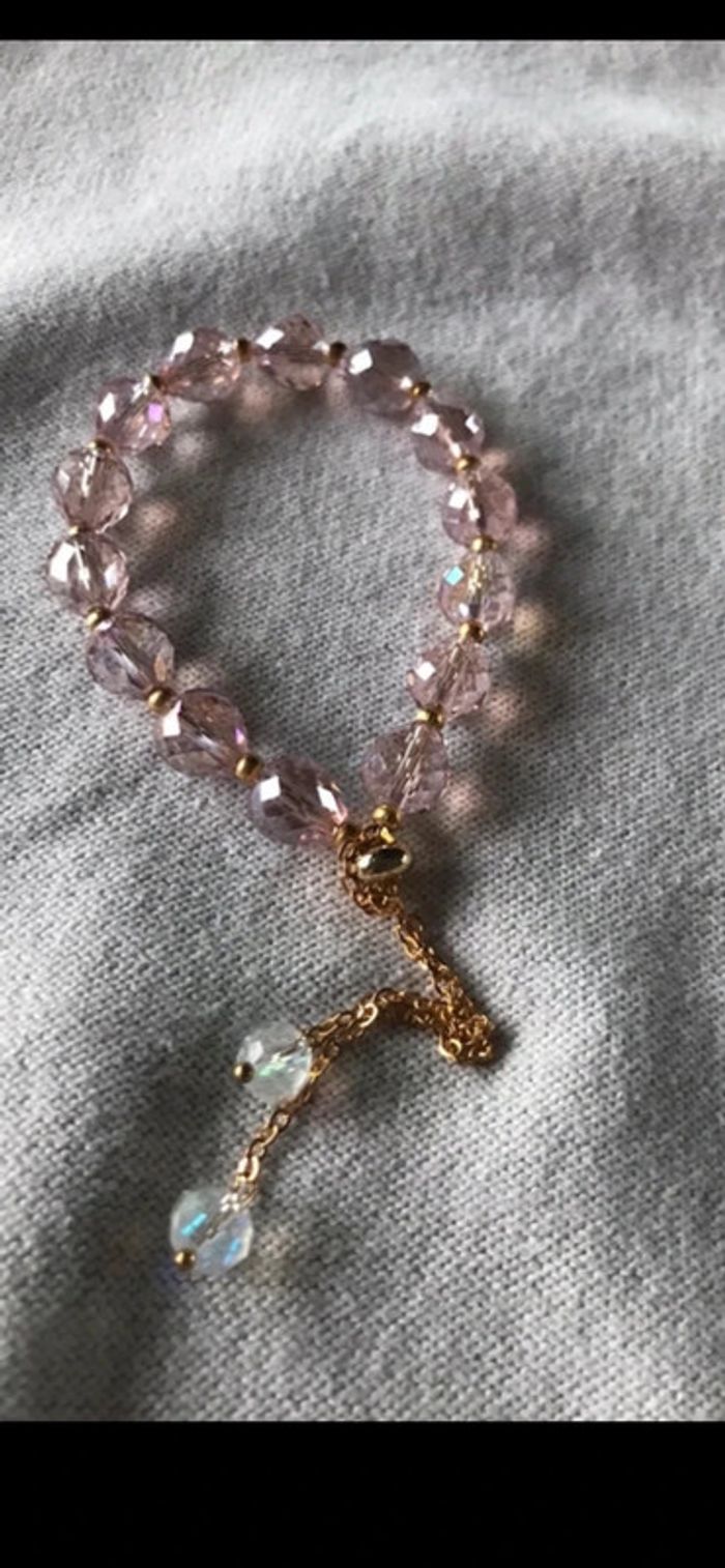 Magnifique bracelet élastique avec perles roses - photo numéro 7