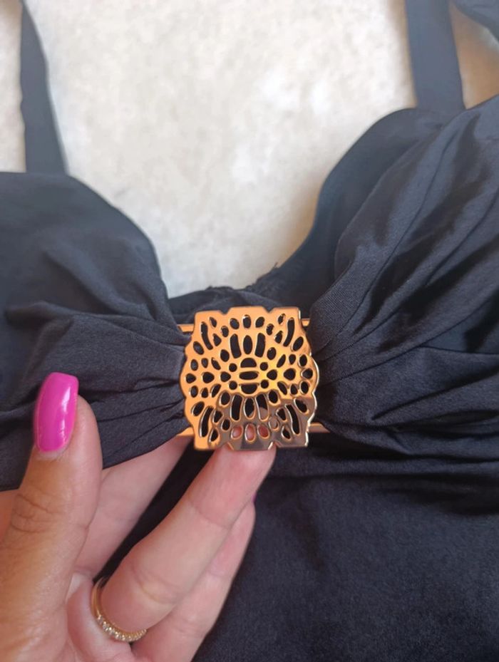 Maillot de bain noir une pièce boucle or RougeGorge 90D neuf chic classe - photo numéro 3