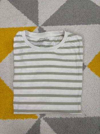 Tee-shirt à rayures Pull & Bear | Blanc et vert | Taille L