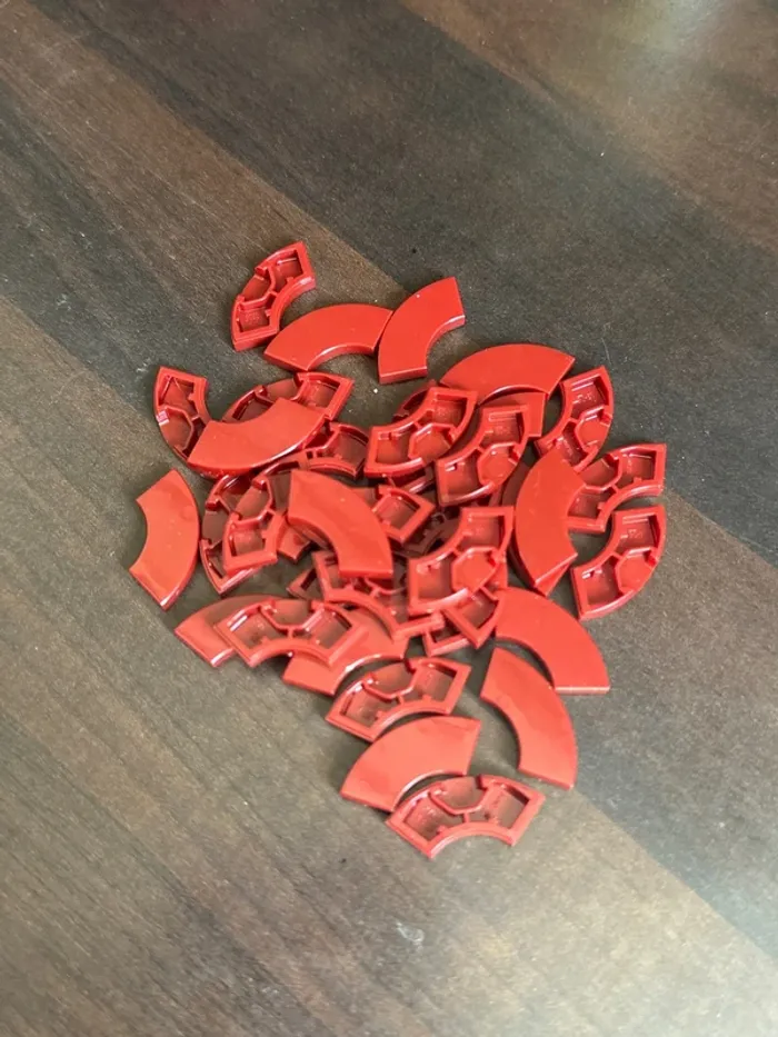 20 Lego Tile, Round Corner 2 x 2 Macaroni ref 27925 Dark Red